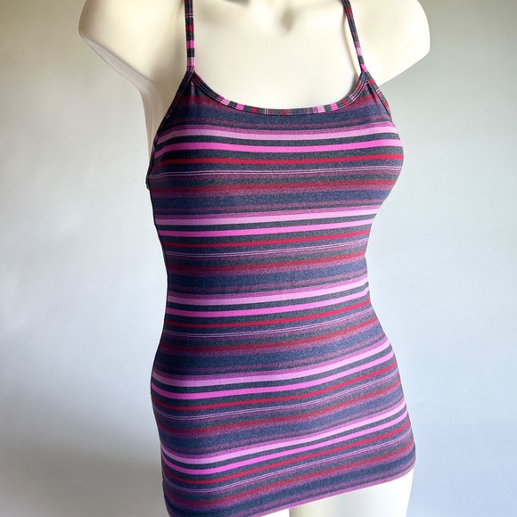 Lululemon Purple Pink Grey Striped Top size S - Picture 4 of 12